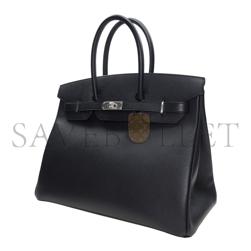 HERMES MASTER BIRKIN 35 EPSOM LEATHER BLACK BAG SILVER BUCKLE BAG BK303STGSS (35*28*18cm)
